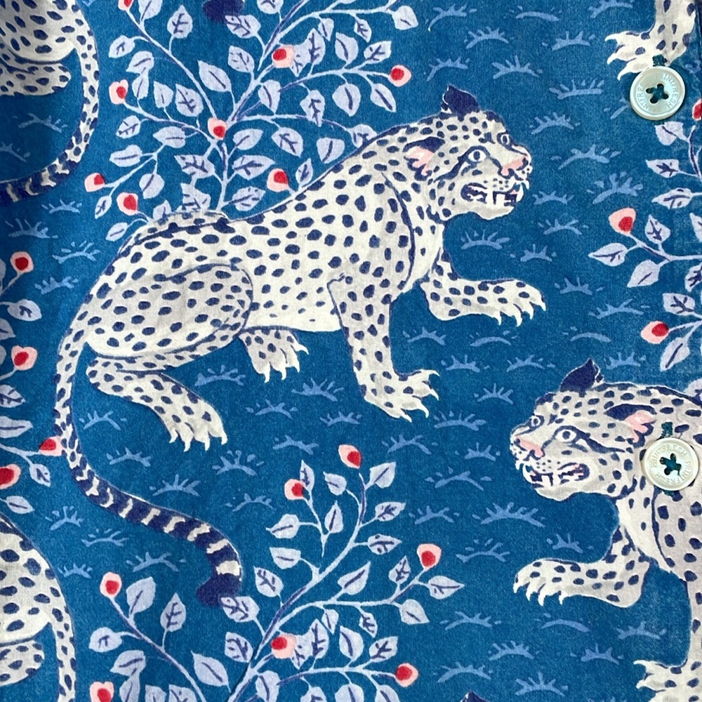 Printfresh Bagheera Leopard Long Sleeve Pajama Top Size S Blue - Picture 3 of 9